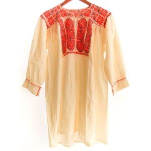 Mexican embroidered tunic blouse dress